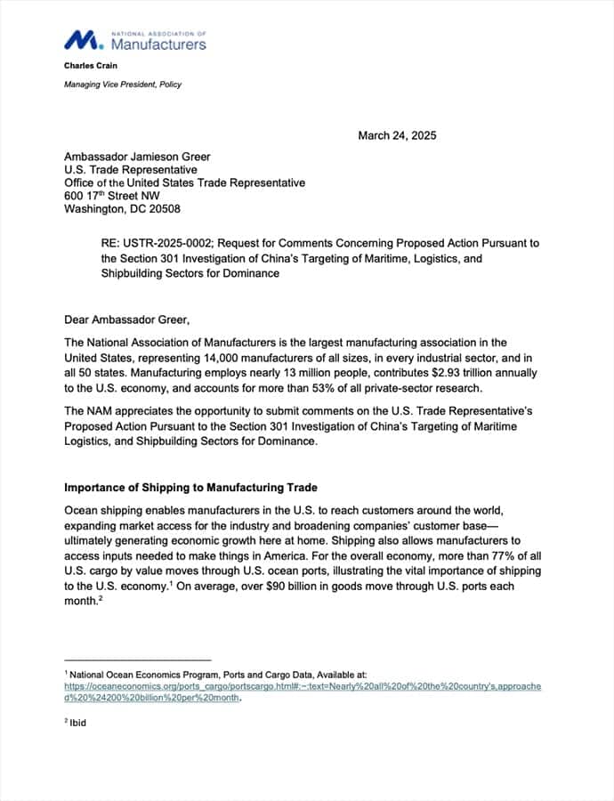 Investigation of China’s Targeting of Maritime, Logistics, and Shipbuilding Sectors for Dominance
